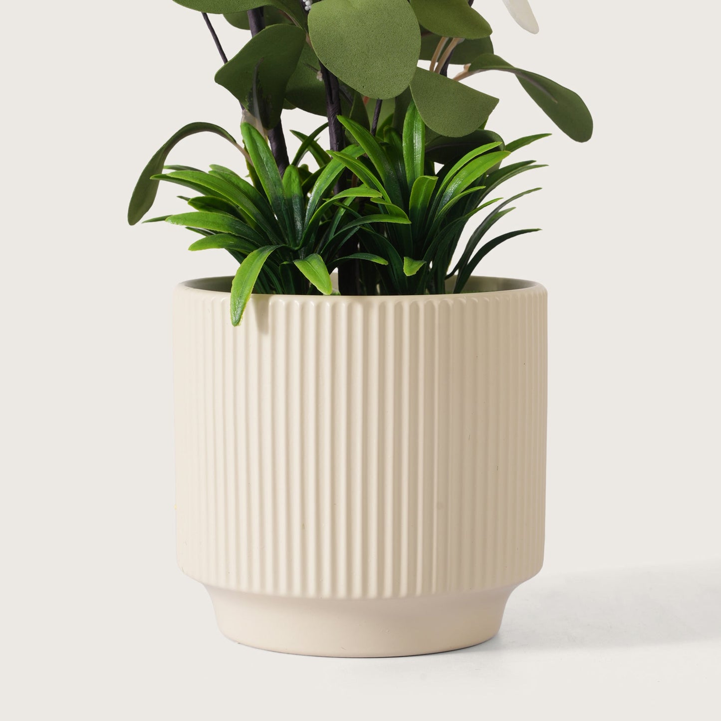 Artificial White Dahlias Flowers With Ceramic Pot