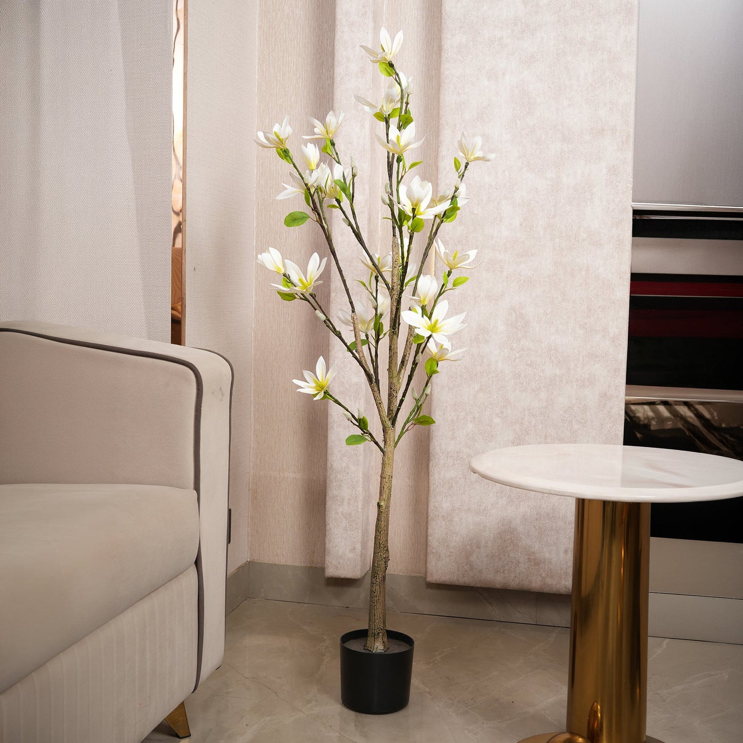 Artificial Slimline White Blossom Tree - Indoor Floor Plant