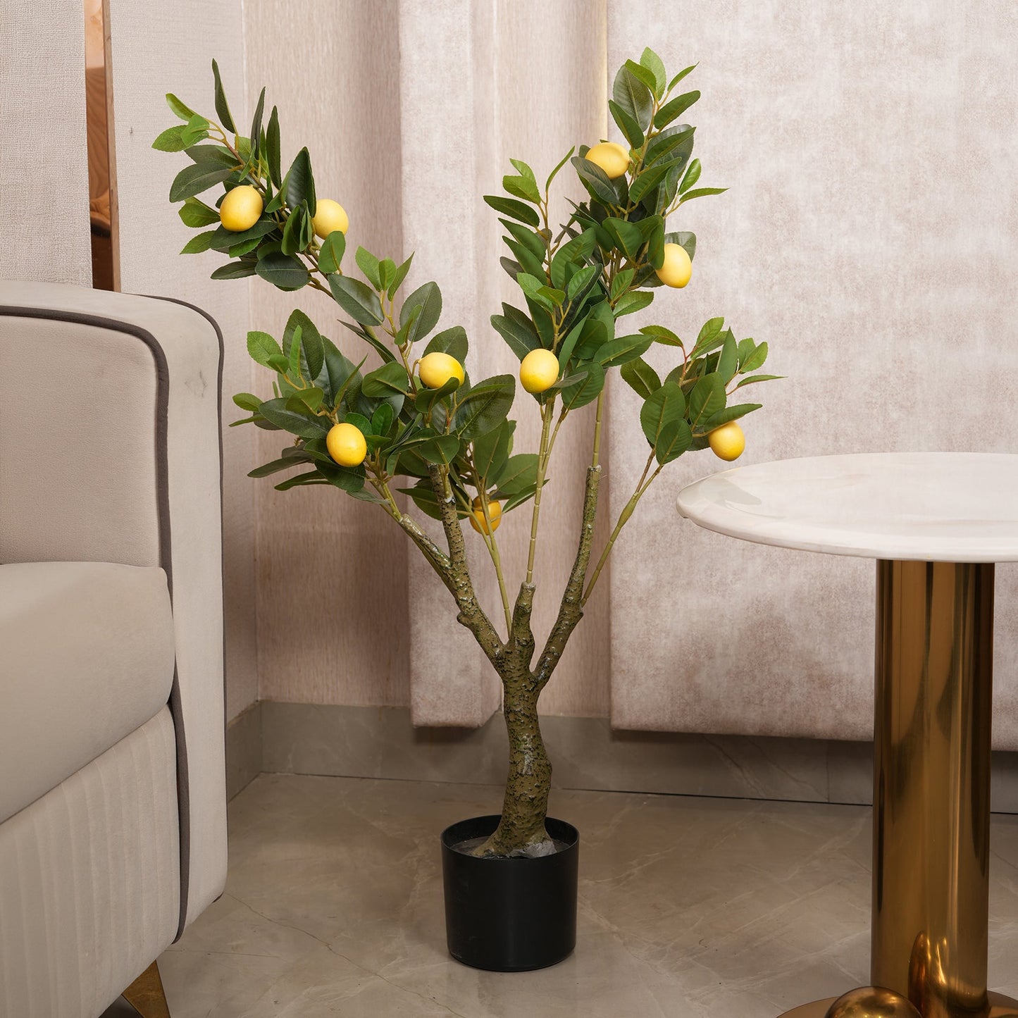 Lush Green Lemon Leaf Tree with Yellow Accents