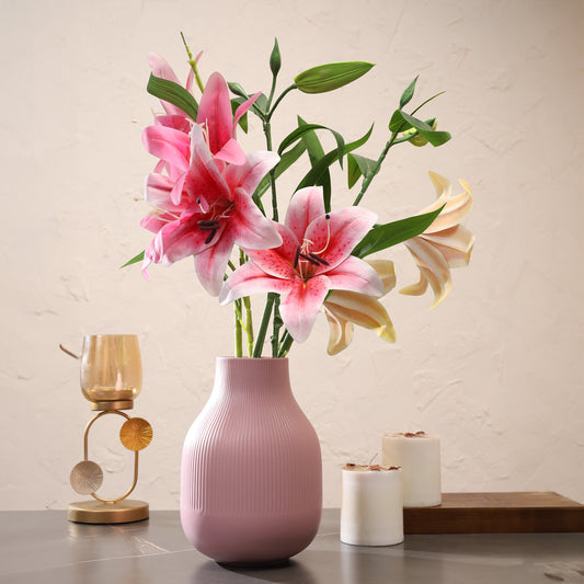 Stylish Ceramic Line Vase Pink
